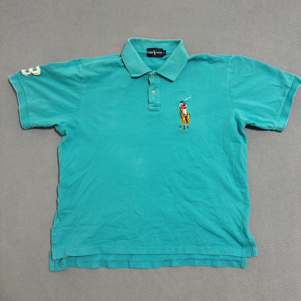 Ralph Lauren Big Pony Polo Shirt Mens XL Turquoise Blue Short Sleeve Cotton